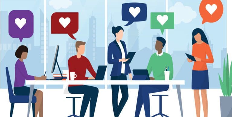 co workers at table illustration